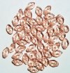 50 12mm Transparent Rose Pink Glass Leaf Beads